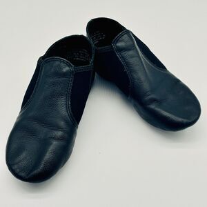 Capezio Girls Boys Slip On Jazz Shoes Size 1 Black Leather E Series EJ2C